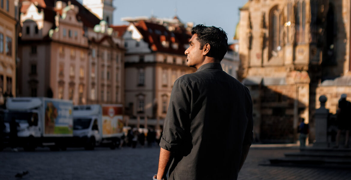 Pánské podzimní focení na Staroměstském náměstí v Praze